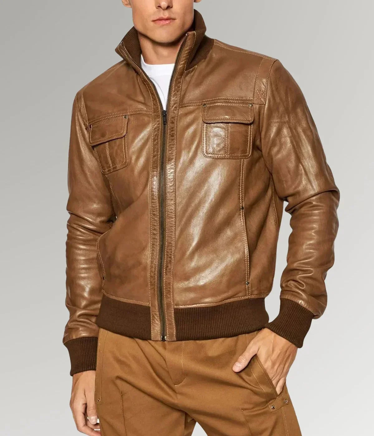 Men’s leather bomber jackets collection featuring classic bomber jackets, black leather bombers and casual leather outerwear for timeless everyday style.