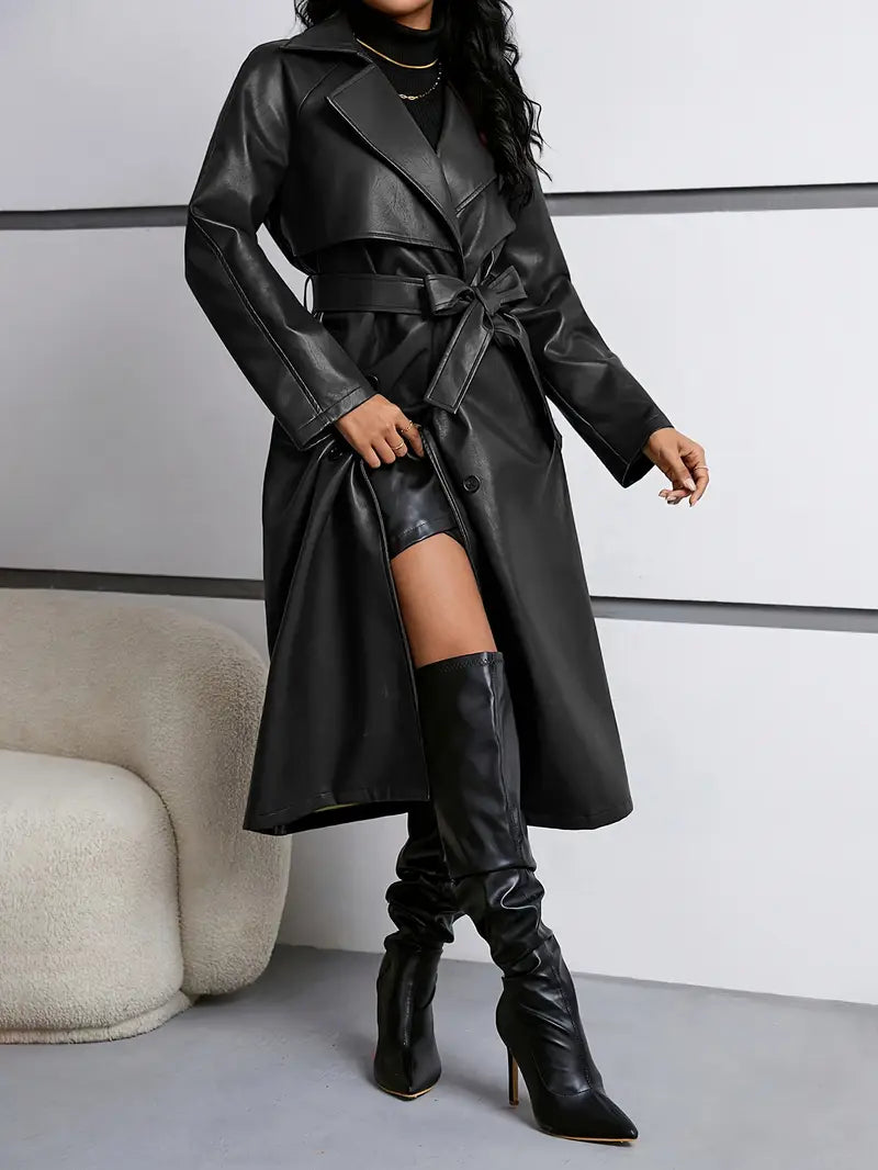 Women’s leather coats collection featuring long leather coats, trench coats and winter leather outerwear for elegant feminine styling.