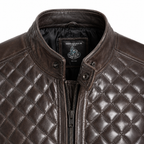 Men’s Cafe Racer Diamond Leather Jacket