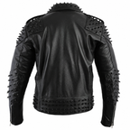 Herren schwarze genietete Leder Bikerjacke