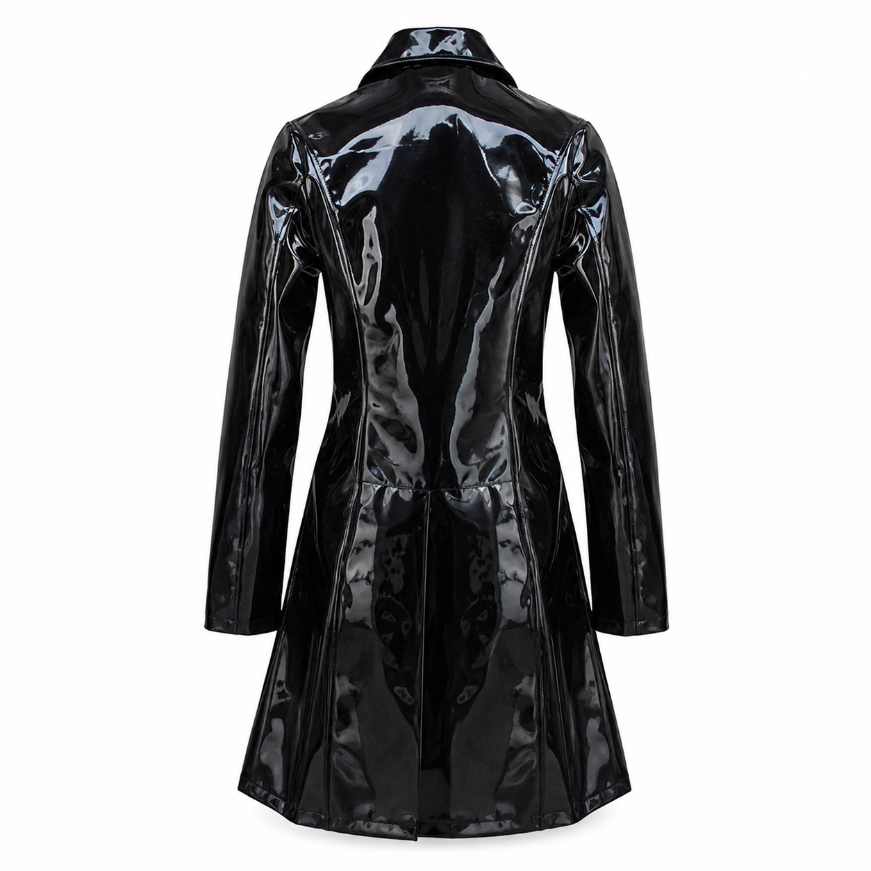 Women’s Vinyl PVC Double-Breasted Military Coat