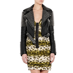 Women’s Silver Studded Punk Rock Biker Jacket Leather