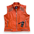 Men’s Orange Leather Motorcycle Vest