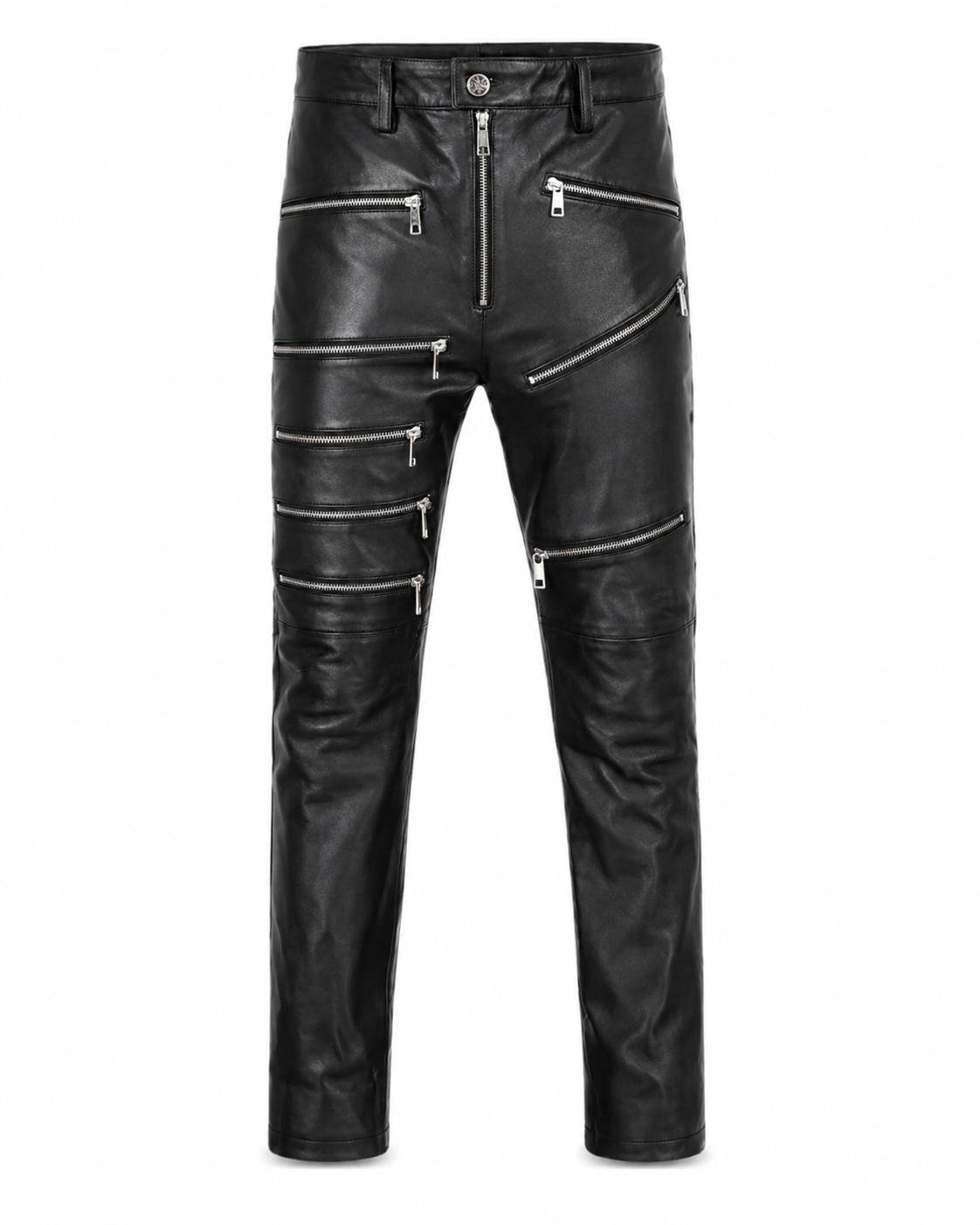 Echtes Leder Lammfell Hose Schwarz