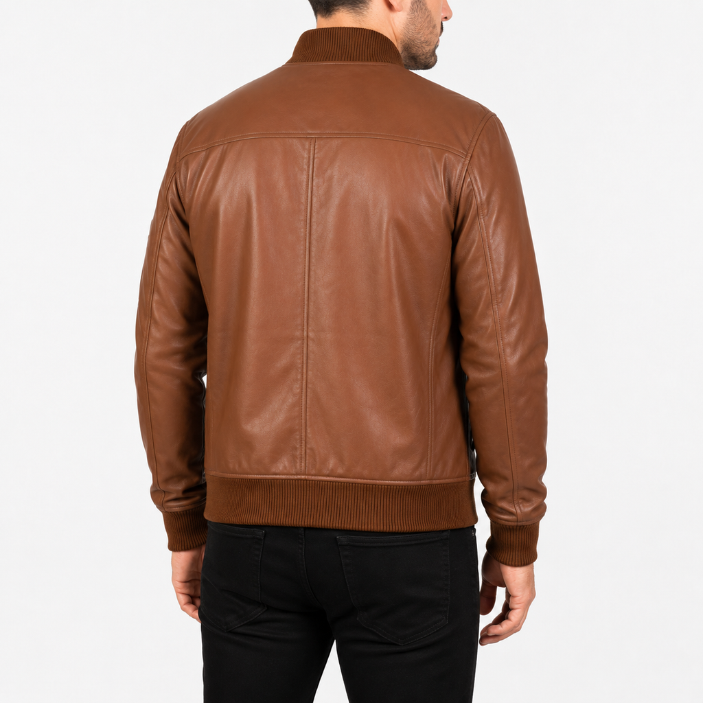 Herren Bomber Bikerjacke aus braunem Leder