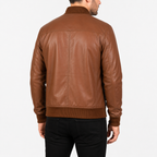 Herren Bomber Bikerjacke aus braunem Leder