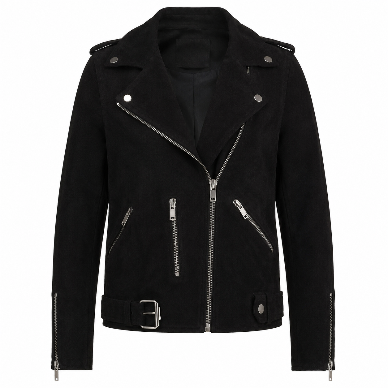 Women’s Black Suede Leather Motorcycle Jacket