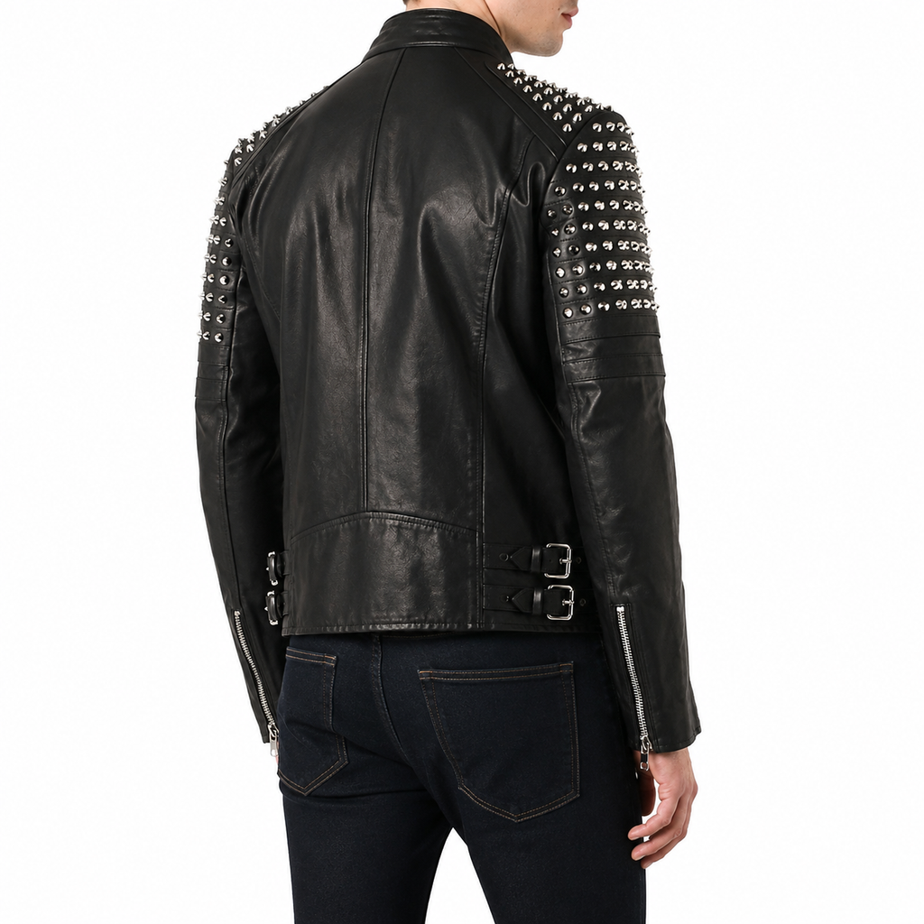 Klassische Biker-Lederjacke für Herren mit Nieten
