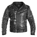Veste Punk en Cuir de Vachette Cloutée Homme