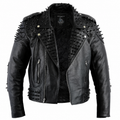 Herren schwarze genietete Leder Bikerjacke