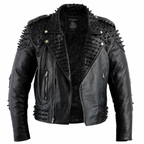 Herren schwarze genietete Leder Bikerjacke