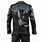 Emo-Vinyl-Bikerjacke für Herren mit gotischen roten Nähten