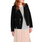 Women’s Black Suede Leather Motorcycle Jacket