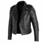 Herren schwarze genietete Leder Bikerjacke
