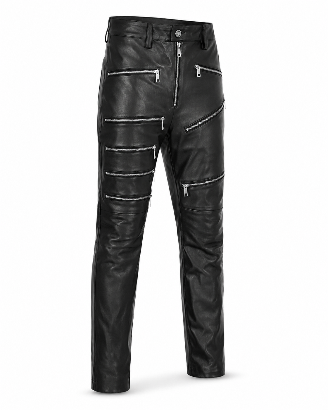Echtes Leder Lammfell Hose Schwarz