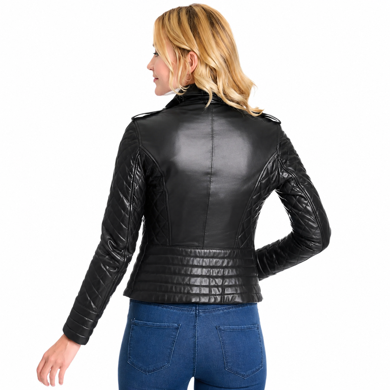 Women’s Black Motorcycle Biker Leather Jacket