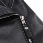 Damen schwarze Reißverschluss Bikerjacke mit Lippenkragen