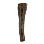 Men’s lace-up brown leather trousers with fitted shape and alternative style