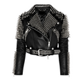Women’s Silver Studded Punk Rock Biker Jacket Leather