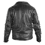 Veste Punk en Cuir de Vachette Cloutée Homme