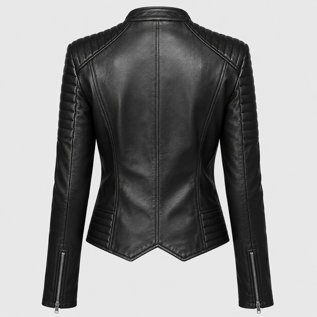 Women’s Genuine Leather Double-Zipper Biker Jacket