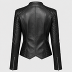 Women’s Genuine Leather Double-Zipper Biker Jacket