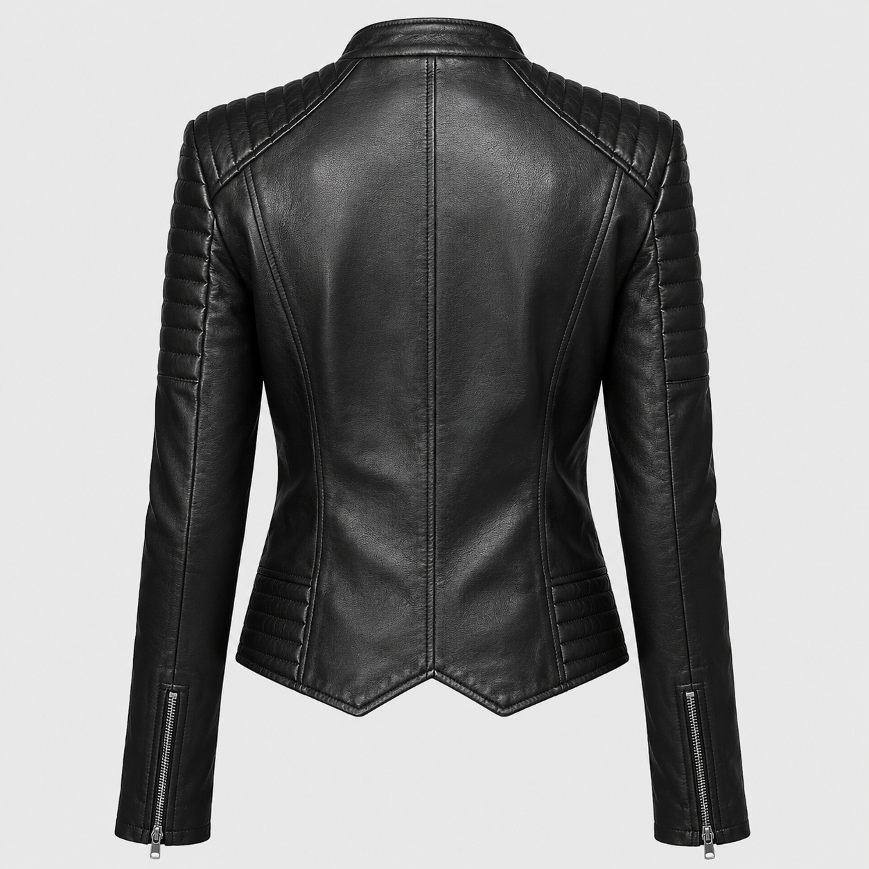 Women’s Genuine Leather Double-Zipper Biker Jacket