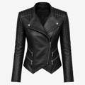 Women’s Genuine Leather Double-Zipper Biker Jacket