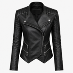 Women’s Genuine Leather Double-Zipper Biker Jacket