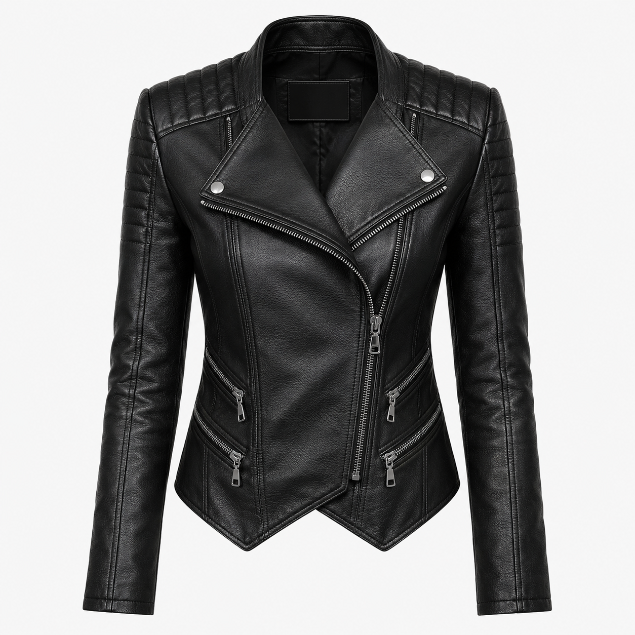 Women’s Genuine Leather Double-Zipper Biker Jacket