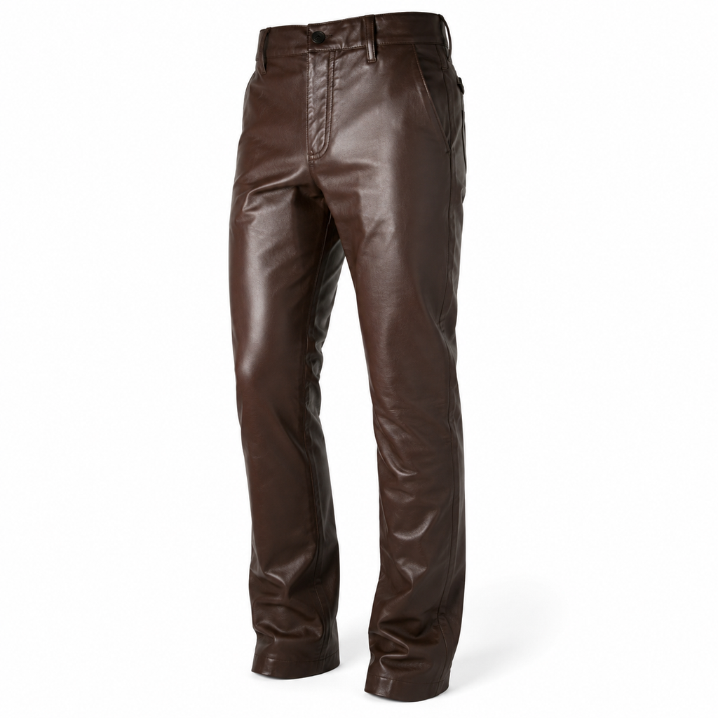 Herren Stilvolle Reine Braune Lederhosen