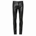Pantalon Skinny en Cuir Noir Homme