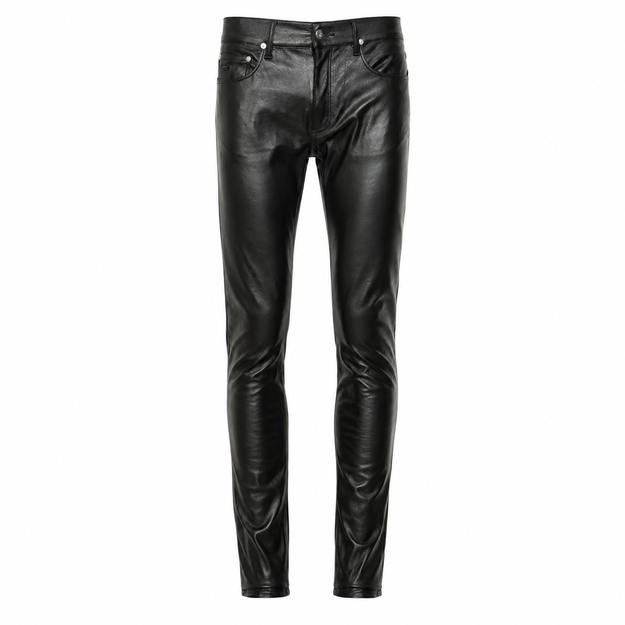 Men’s Black Leather Skinny Pants