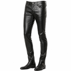 Pantalon Skinny en Cuir Noir Homme