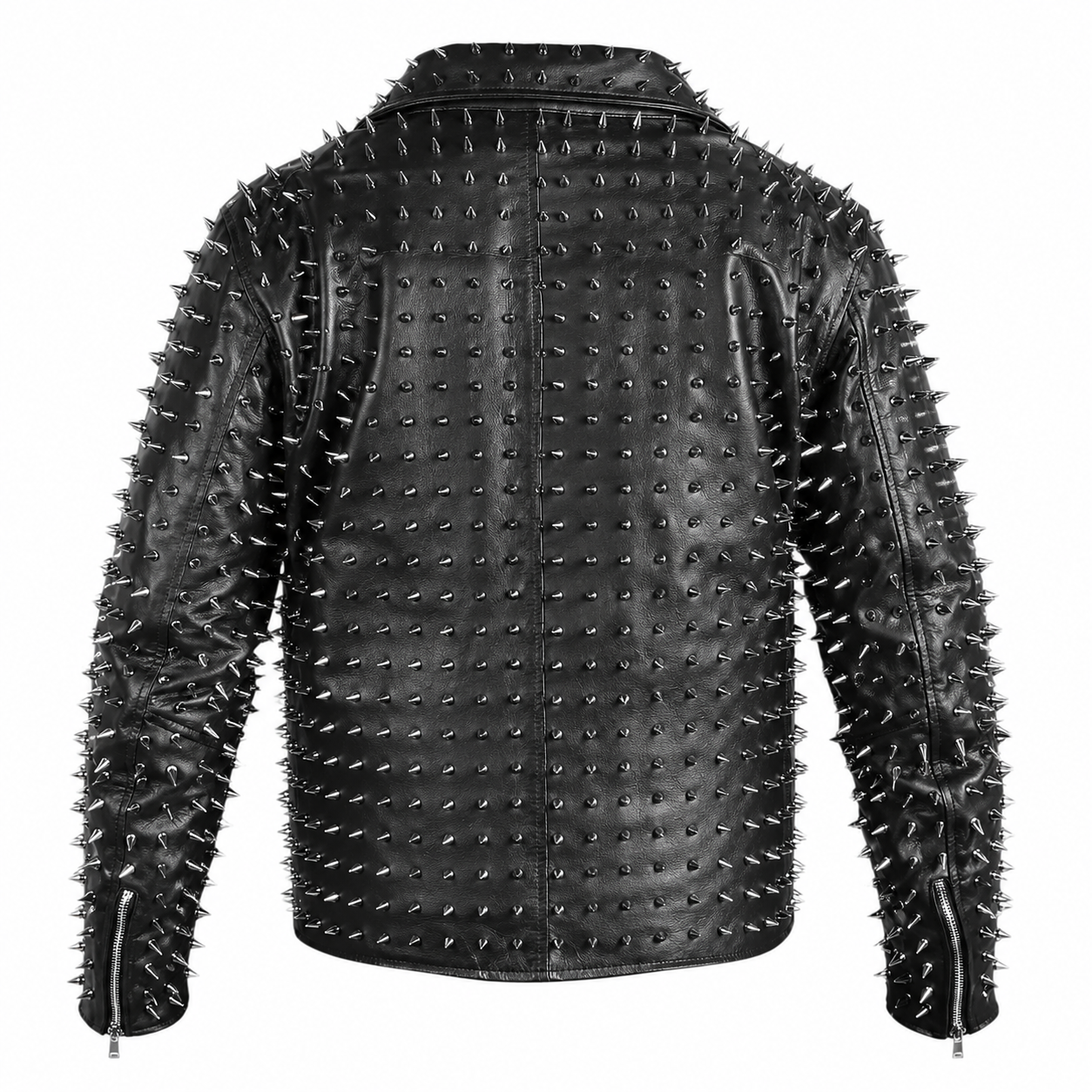 Men’s Punk Studded Cowhide Leather Jacket