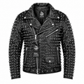 Men’s Punk Studded Cowhide Leather Jacket