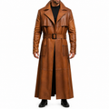Herren Leder Duster Mantel in Peanut Braun
