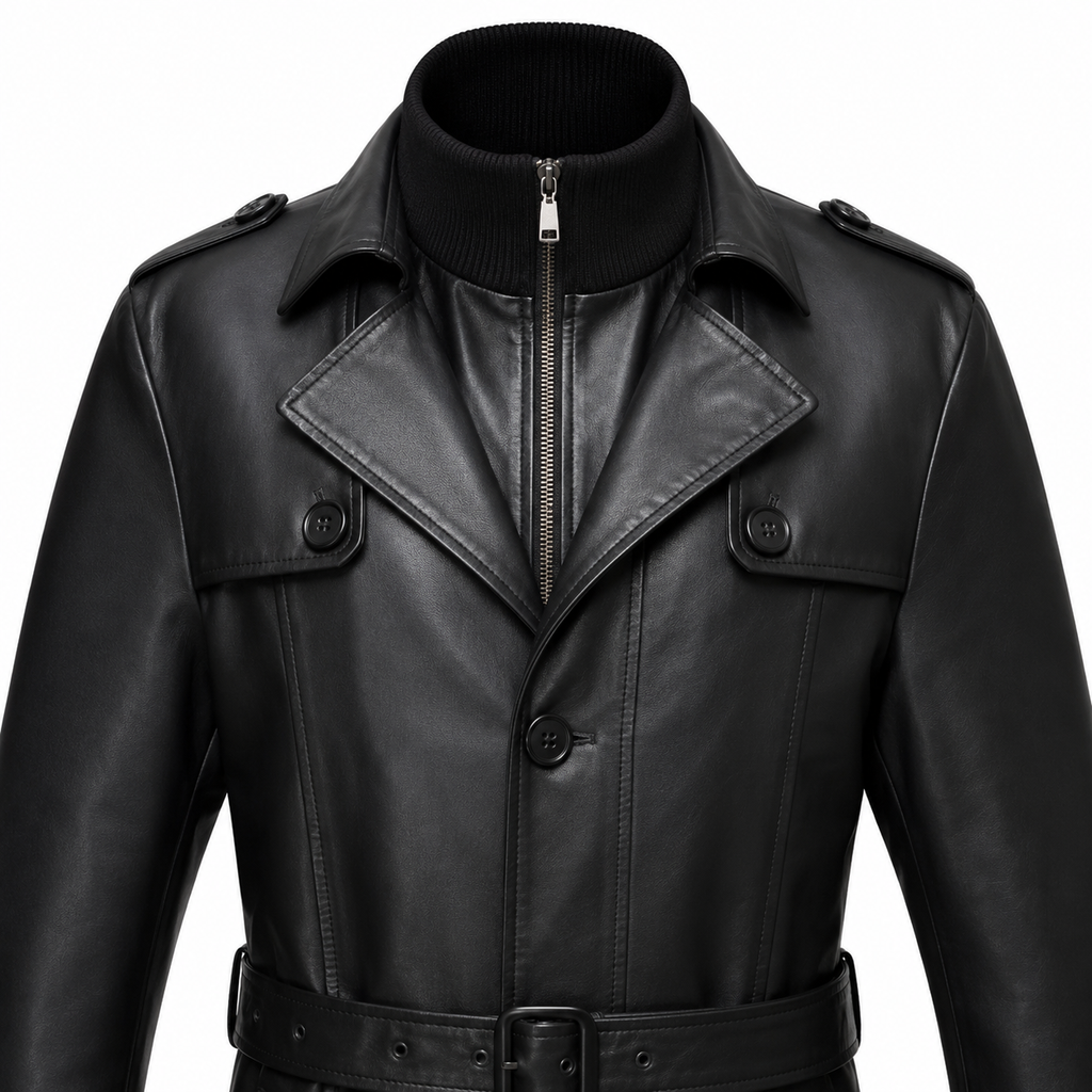Herren-Trenchcoat aus Schaffellleder