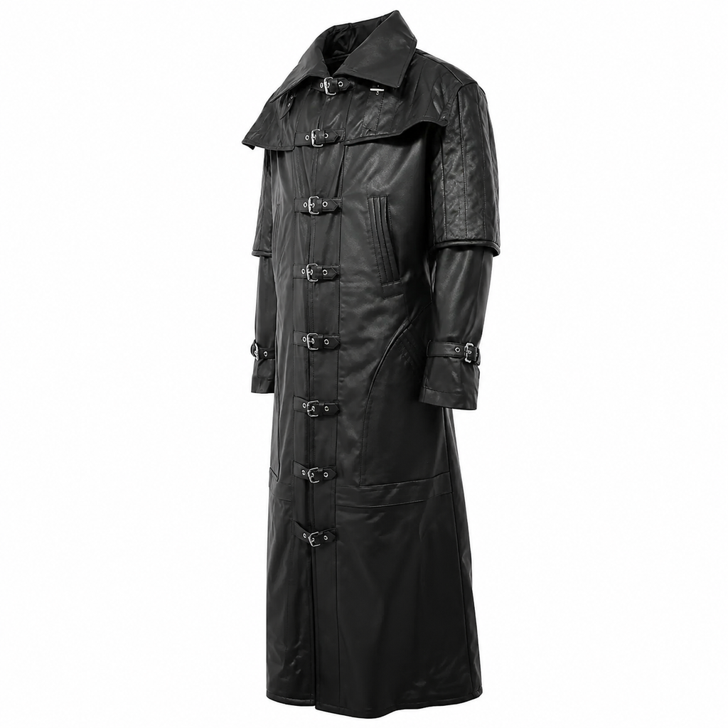 Herren Steampunk Vampir Leder Duster Mantel