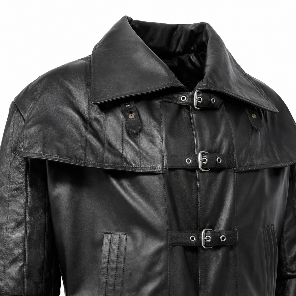 Herren Steampunk Vampir Leder Duster Mantel