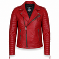 Men’s Supreme Red Biker Fashion Leather Jacket