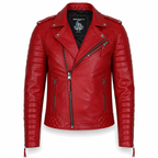 Men’s Supreme Red Biker Fashion Leather Jacket