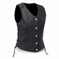 Women’s Black Leather Biker Vest