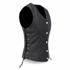 Women’s Black Leather Biker Vest