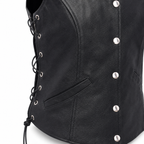 Women’s Black Leather Biker Vest
