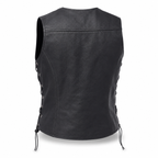 Women’s Black Leather Biker Vest