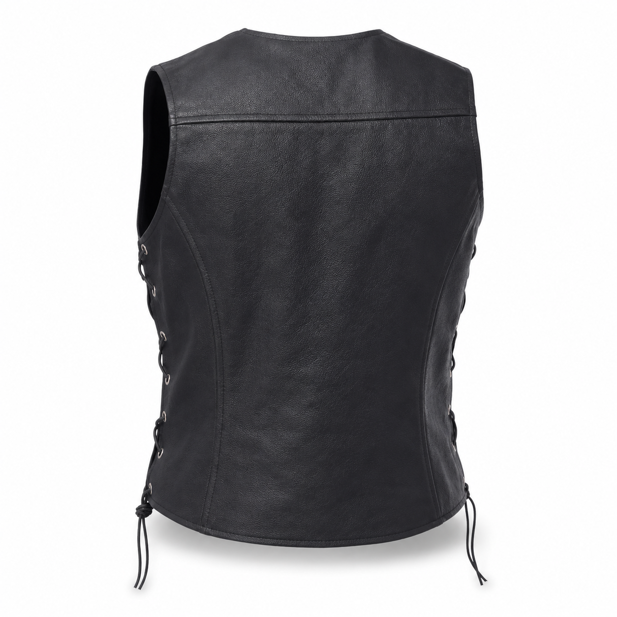 Damen Schwarze Leder Bikerweste