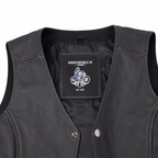 Women’s Black Leather Biker Vest