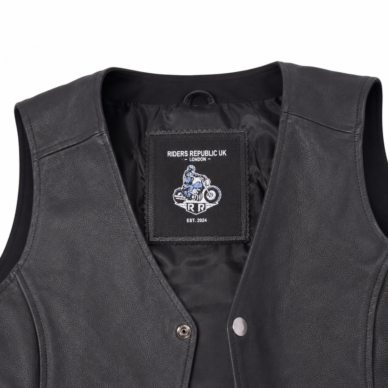 Damen Schwarze Leder Bikerweste
