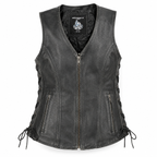 Women’s Gun Pocket Fashion Leather Vest